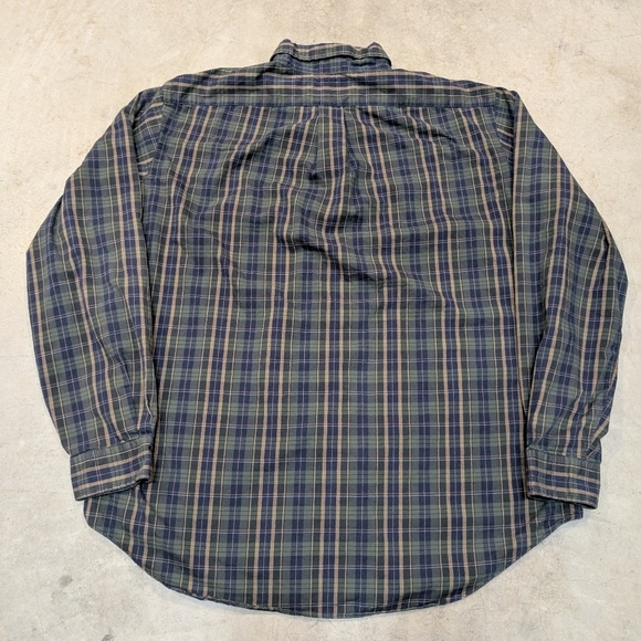VTG Ralph Lauren Button Up Shirt Plaid Mens XL Green Blue - Picture 4 of 6